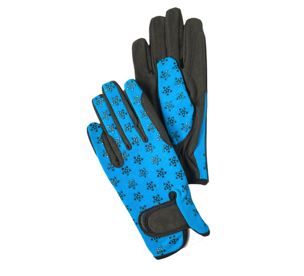 Children Riding Gloves - STAR Printed Neon Collection in Blue