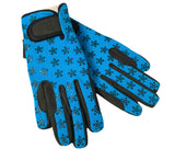 Children Riding Gloves - STAR Printed Neon Collection in Blue