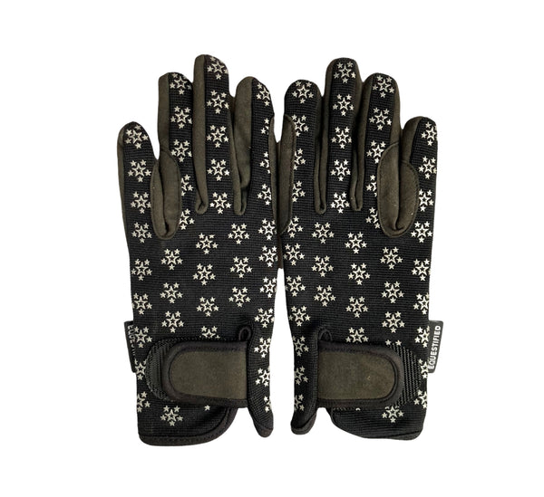 Children Riding Gloves - STAR Printed Neon Collection in Black