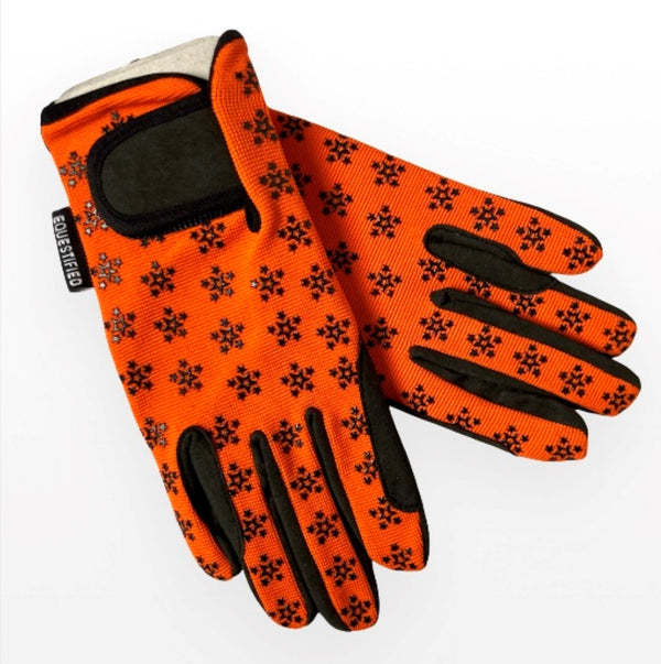 Children Riding Gloves - STAR Printed Neon Collection in ORANGE