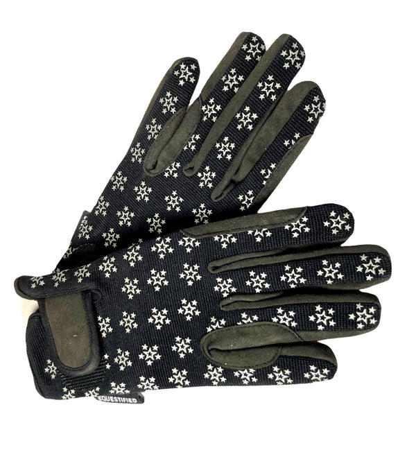 Children Riding Gloves - STAR Printed Neon Collection in Black