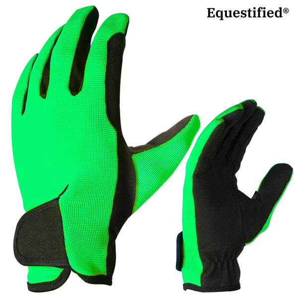 Children Riding Gloves - Neon Collection in Green