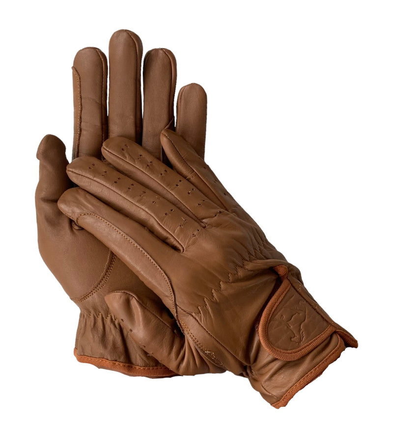 Gents Riding Gloves - All Leather in Tan