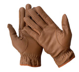 Gents Riding Gloves - All Leather in Tan