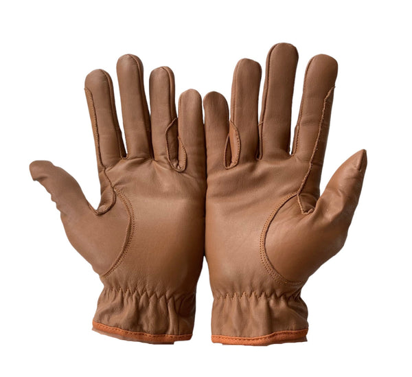 Gents Riding Gloves - All Leather in Tan