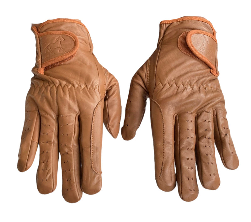 Gents Riding Gloves - All Leather in Tan