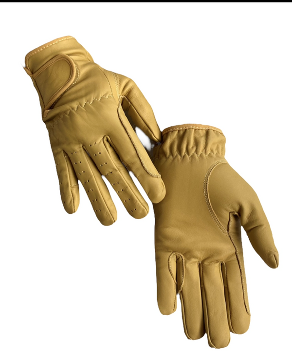 Ladies Riding Gloves - All Leather in Yellow