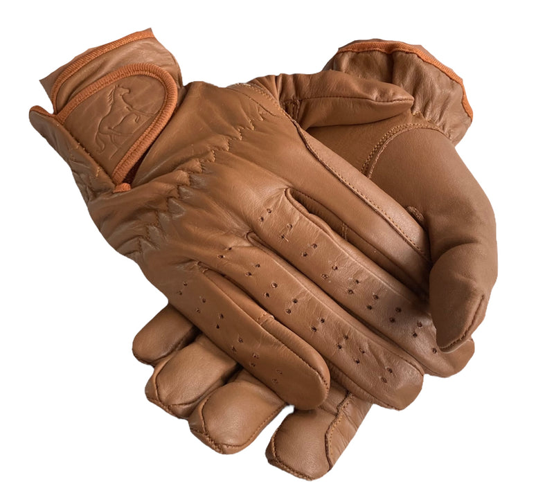 Ladies Riding Gloves - All Leather in Tan