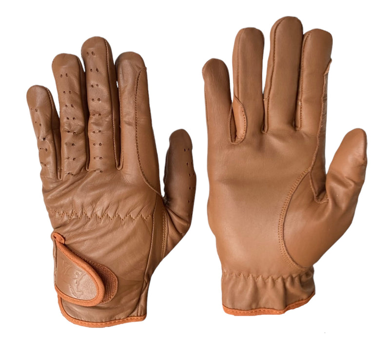 Ladies Riding Gloves - All Leather in Tan