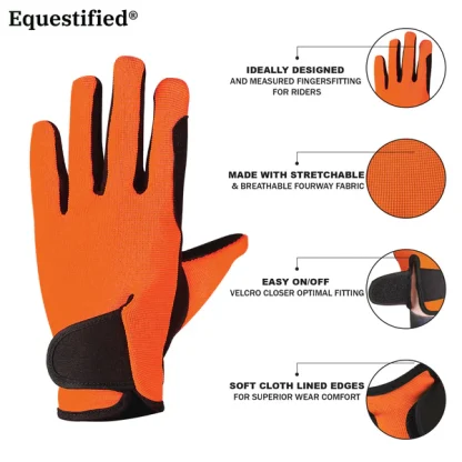 Children Riding Gloves - Neon Collection in Orange - Image 6