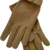 Ladies Riding Gloves - Cotton Leather in Beige - Image 4
